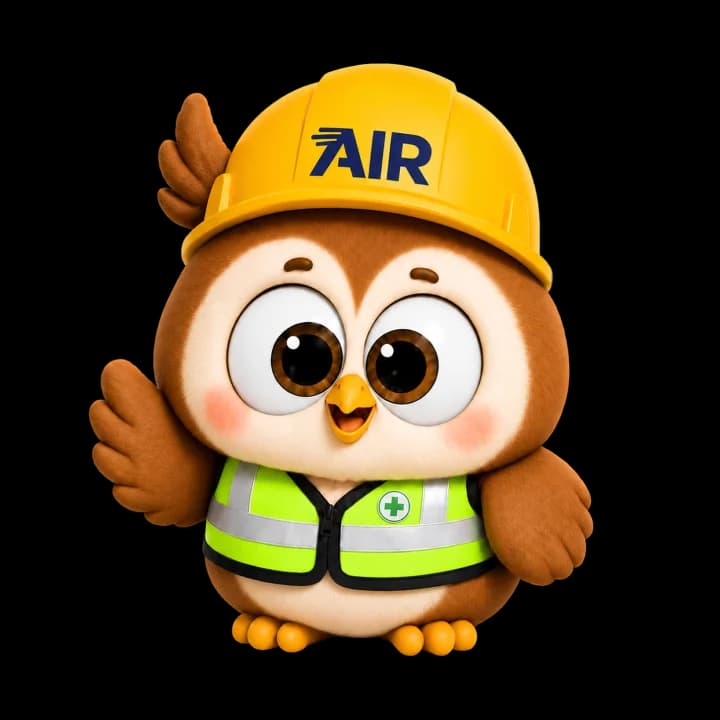 안전모를 쓴 AIR 마스코트